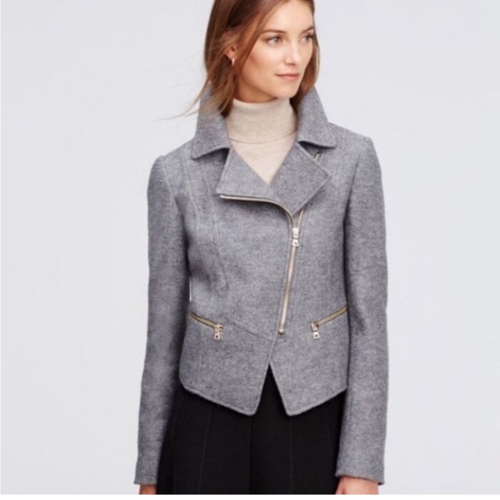 Ann Taylor Gray Asymmetrical Blazer